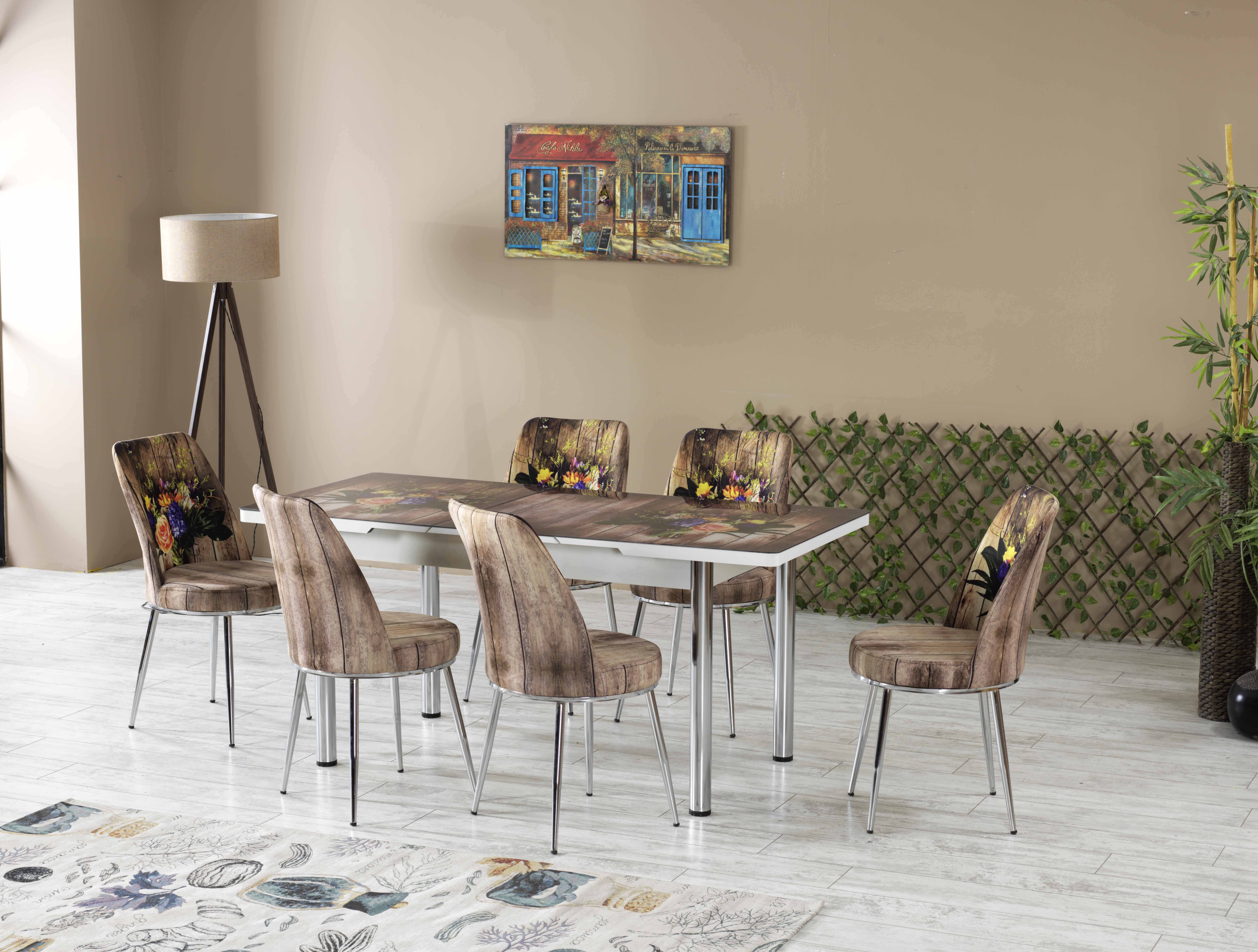 GOLD GLASS TABLE CHAIR SET