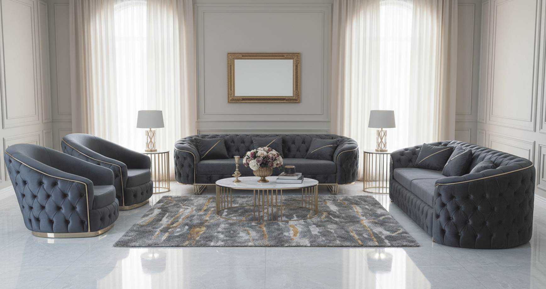 MAJESTE SOFA SET ONE 3 SEAT IS EXTANDABLE